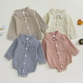 thumbnail image 5 of Delliss Girl Baby Plaid Lapel Long-Sleeved Shirt Rompers Spring Fall Clothes Casual Bodysuit, 5 of 8