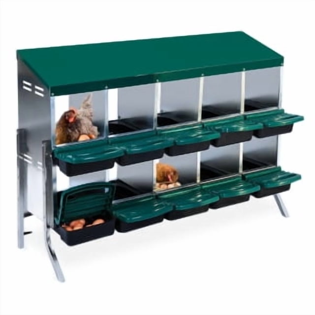 Chicken Nesting Box - 10 Compartment Metal Wall Mount Poultry Nesting Box for Chicken,Roll Away Laying Boxes for Hens,Easy Egg Collection, Easy Cleaning for Coop, Backyard, Farms