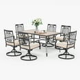 thumbnail image 2 of MF Studio 7 Piece Outdoor Patio Dining Set with Swivel Cushion Padded Chairs& Large Rectangular Table with Wood-look Top, 6 Seats for Dinner&Party, Beige Cushion, 2 of 9