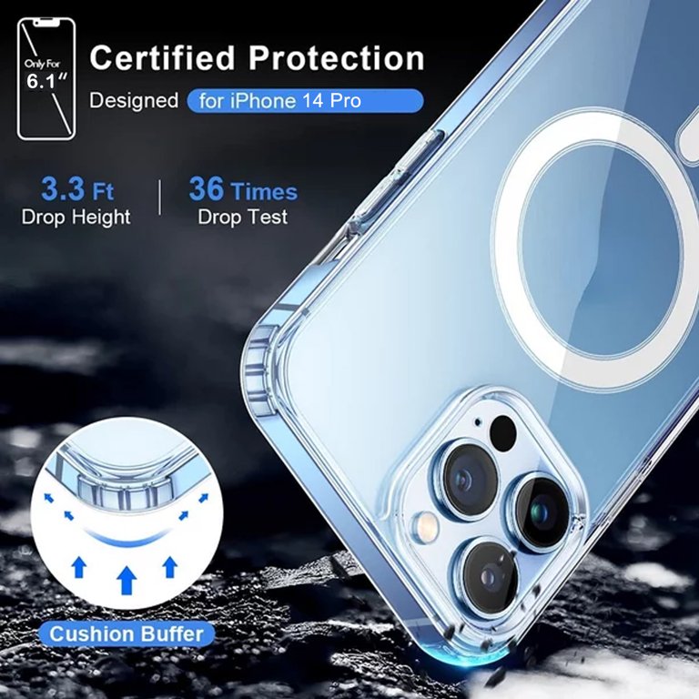 Designed for iPhone 14 Pro Case with Magsafe, Clear Magnetic Case for iPhone  14 Pro Anti Yellowing Shockproof Cover (6.1inches) 