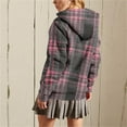 thumbnail image 3 of Women's Fleeze Lined Color Block Checkered Jacket Winter Full Zip Up Hooded Plaid Warm Shacket Coat with Pockets, 3 of 5