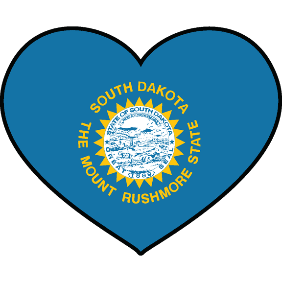 State of South Dakota Flag Heart Sticker Decal USA South Dakota State Pierre Mount Rushmore State ArtesianÂ State BlizzardÂ State / - 4.5 inch