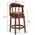 thumbnail image 4 of S-HOME Brown Cow Top Leather Bar Stool 26.5 Inch Height Solid Wood Frame 360 Degree Swivel Chair for Kitchen, 4 of 9