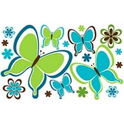your zone switch 'em, stick 'em wall decals, set of 4 sheets - Blue/Green flowers & butterflies