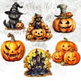 thumbnail image 5 of Designocracy 8090019C-S6 2 x 2 x 0.25 in. Spooky Pumpkins Decorative Wooden Clip-on Ornaments Halloween Decor, Set of 6, 5 of 11