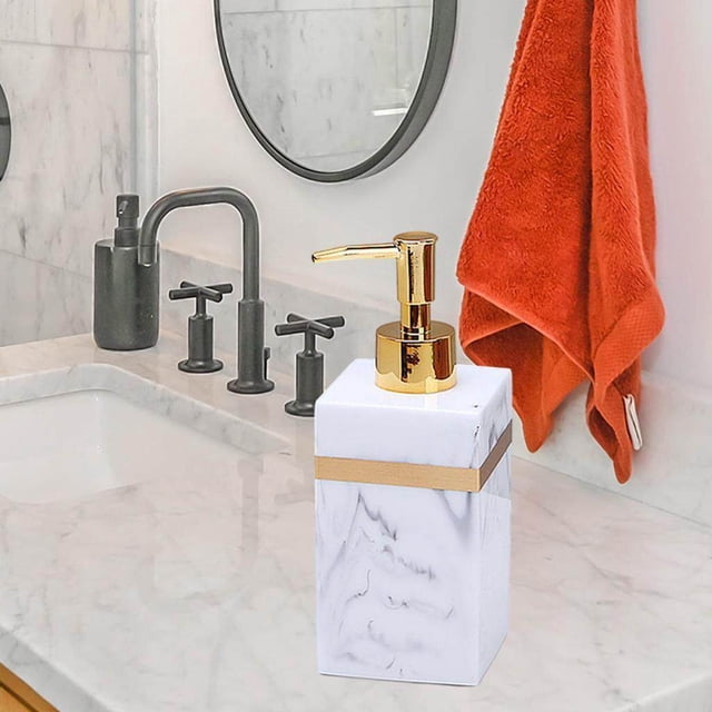 Maoww Distributeur de Savon en Résine Réutilisable pour Shampoing Douche de Cuisine de Table Blanc-500ml