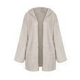 thumbnail image 3 of Frontwalk Womens Fuzzy Fleece Jacket Sherpa Winter Warm Hoodie Coat Outerwear Solid Open Front Hooded Cardigans with Pocket Khaki XL, 3 of 4