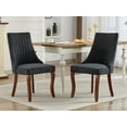 thumbnail image 5 of Black Mid Century Dining Chairs Set of 4, Modern Kitchen & Dining Room Chairs Set of 4, Linen Upholstered Kitchen Chairs for Dining Table, Sillas de Comedor, Wood Legs (Black, 4 Pcs), 5 of 11