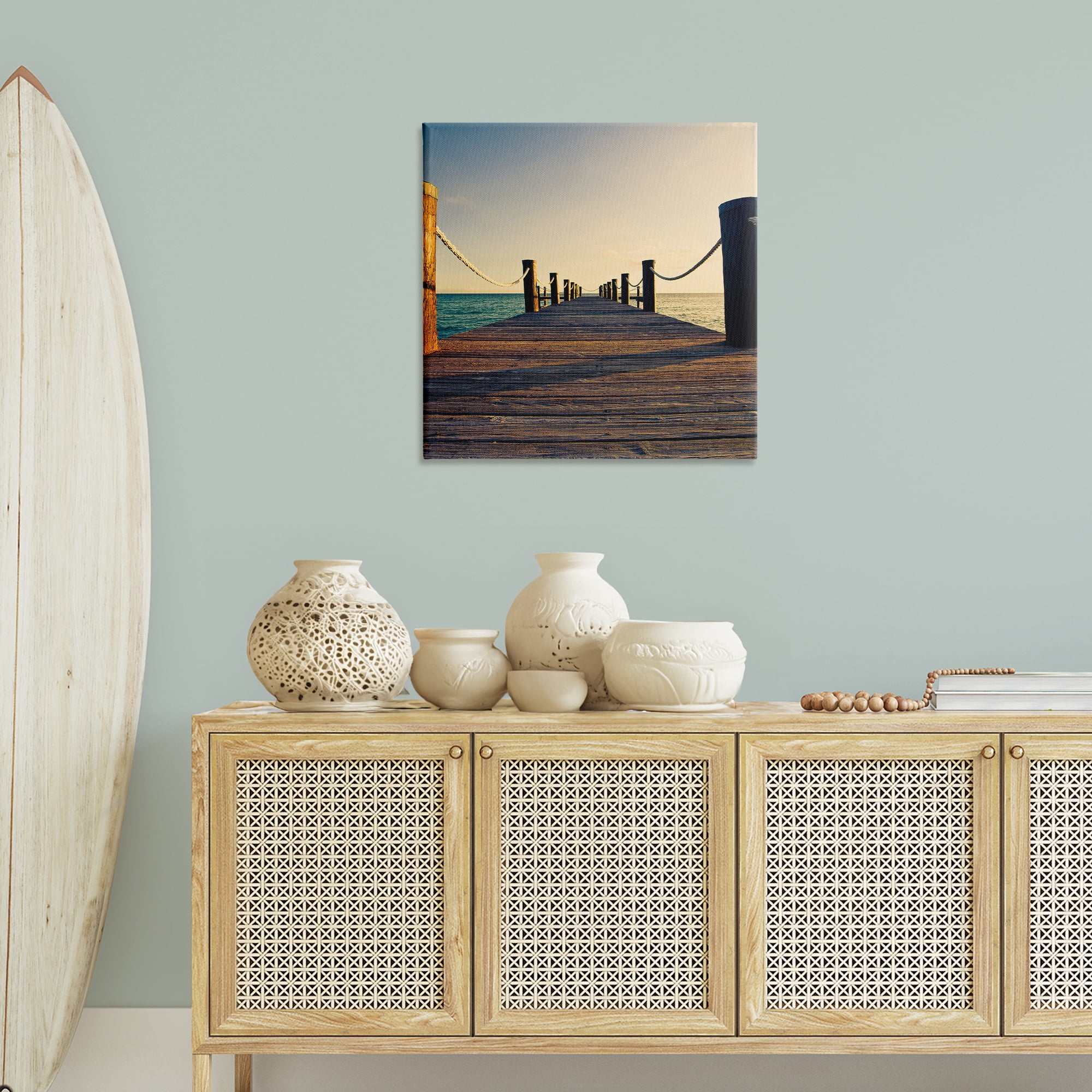 Stupell Industries Coastal Beach Dock Nautical & Beach Photography Wrapped Canvas Art Print Wall Art, 30 x 30