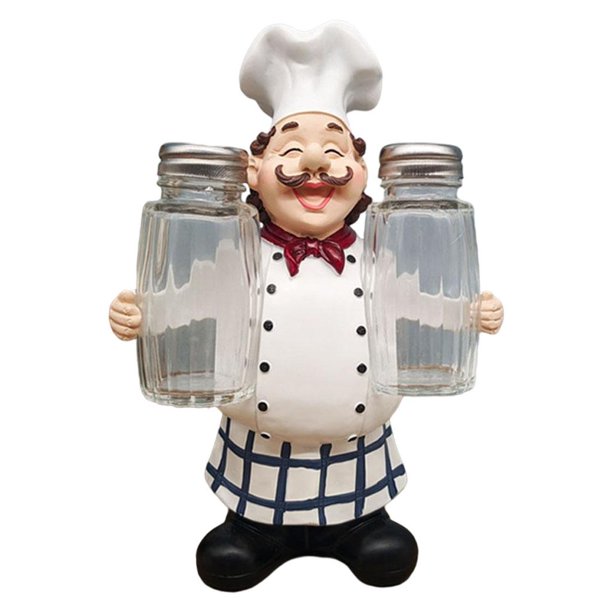 Creativo Chef Figurilla Linda Escultura Personaje Resina Coleccionable Artesanía Adornos de Cocina para Navidad Decoración de Cumpleaños Tarro de pimienta Gloria Figurilla de Chef