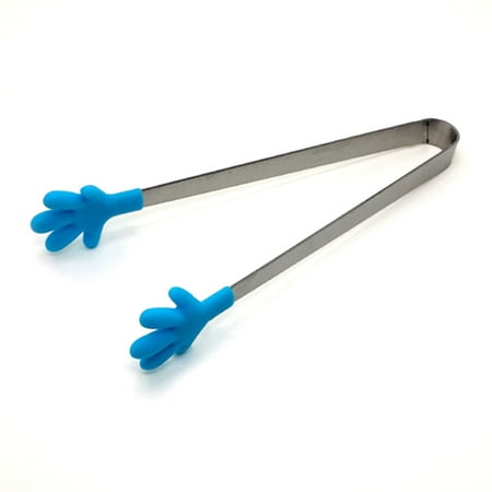 

Hand Shape Silicone Tongs Heat Resistance Stainless Steel Mini Small Tiny Kitchen Tongs for Food Sugar Ice Salad Buffet