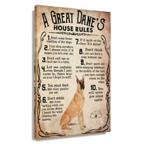 Funny Great Dane Dog Wall Art House Rules Retro Poster Decorations For Office Artwork Canvas Prints For Living Room Framed 20x30 in