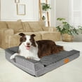 thumbnail image 4 of Exclusivo Mezcla Jacquard Orthopedic Pet Bed for Extra Large Dogs, 48"X30" Waterproof L Shaped Dog Bed with Washable Cover, Grey, 4 of 9