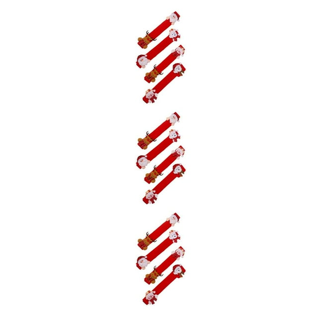 Transemion 4 Pcs Housses de Protection pour Poignée de Four à Micro-Ondes de Noël Housses de Protection de Noël Noël Réfrigérateur Cuisine Réfrigérateur Poignée de Porte Gants No.05 3Ensemble