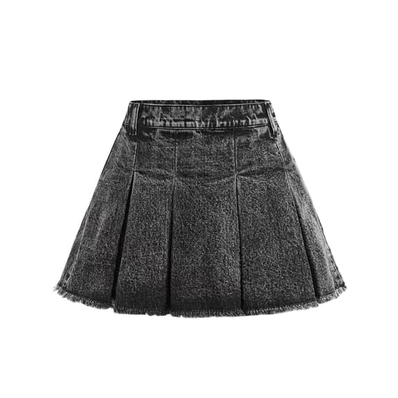 QTBIUQ Girls Denim Skirt High Elastic Waist Skort Utility A-Line Summer Jeans Skirt