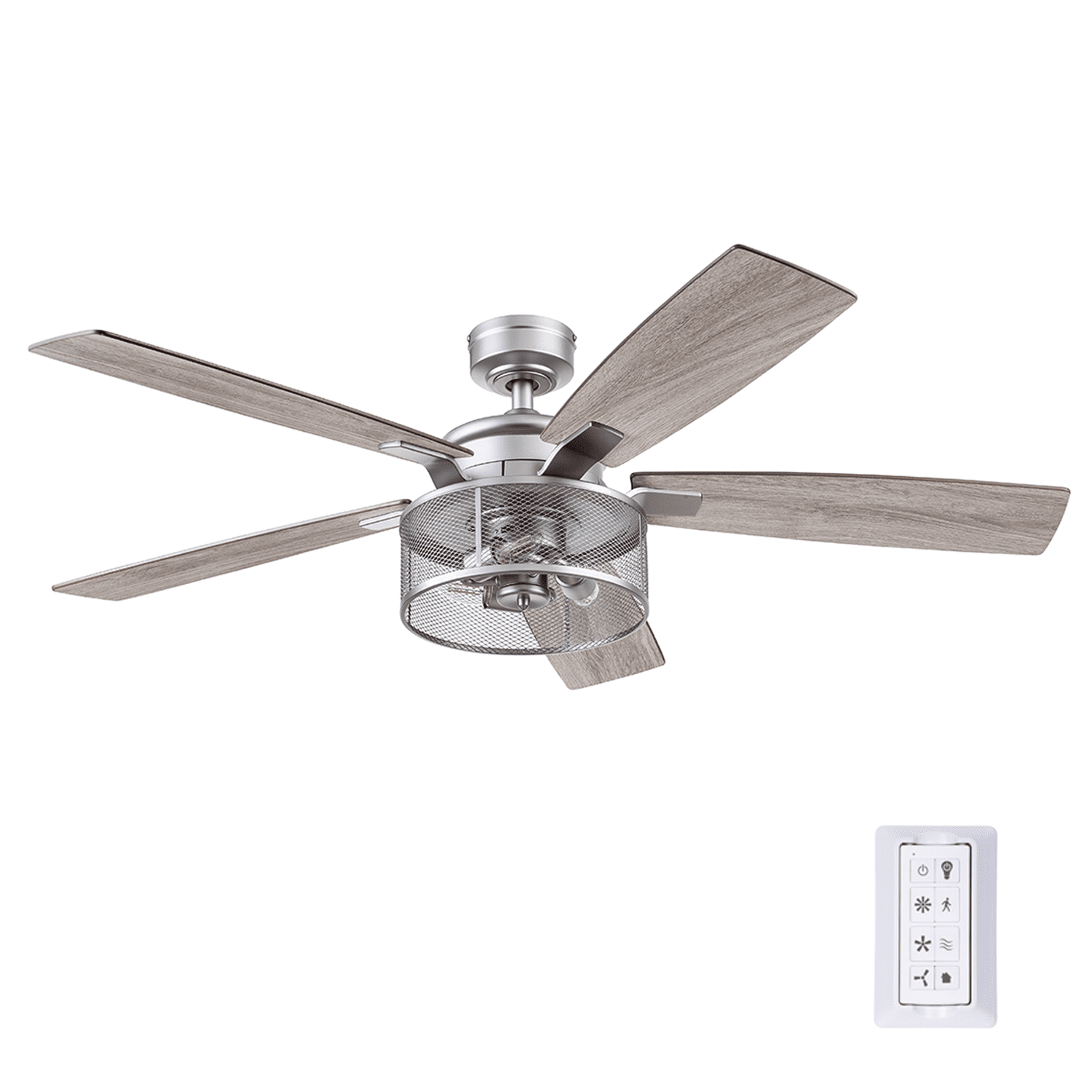 Ceiling Fan 56-in Satin Black Antique Pewter Indoor Downrod Mount Remote 2-Blade 