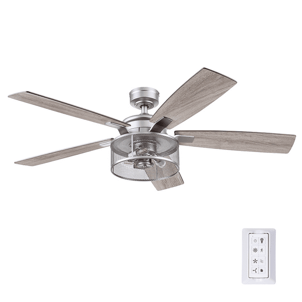 Honeywell Carnegie Pewter 52 3 Lights 5 Blades Remote Control Ceiling Fan Sattin Com - Pewter Ceiling Fans With Remote