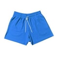 thumbnail image 4 of Sngxgn Men's Shorts Casual Elastic Waist Drawstring Casual Summer Beach Stretch Shorts(Blue,L), 4 of 4