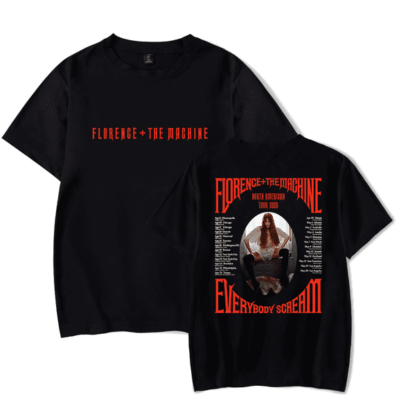 Florence Welch Merch Everybody Sream Tour 2026 T-Shirt Unisex Fashion Short Sleeve Tour Album Summer Jumpers Streetwear Fan Merch