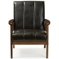 thumbnail image 3 of Baxton Studio Nikko Faux Leather Accent Chair in Black and Walnut, 3 of 6