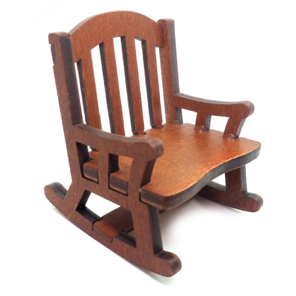 Miniature Wood Rocking Chairs for Dollhouse Craft Displays 1 12 Dolls House Furniture and Decorations Walmart