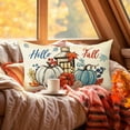 thumbnail image 3 of Hello Fall Lumbar Decorative Throw Pillow Cover 20x30, Rectangular Autumn Blue White Pumpkin Lantern Outdoor Home Decor, Thanksgiving Leaves Seasonal Couch Cushion Case, 3 of 3