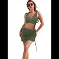 thumbnail image 2 of Conjunto de Bikini de Cintura Alta con Falda de Baño para Mujer, Verde, Talla L, 2 of 6