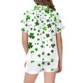 thumbnail image 4 of Odeerbi 2-12 Years Teen Boys Girls Summer St. Patrick's Day Satin Pajamas Notched Lapel Short Sleeve Loungewear Shorts Set Sleepwear Solid Color Pajama Sets Teen Boys Girls Clothes, 4 of 5