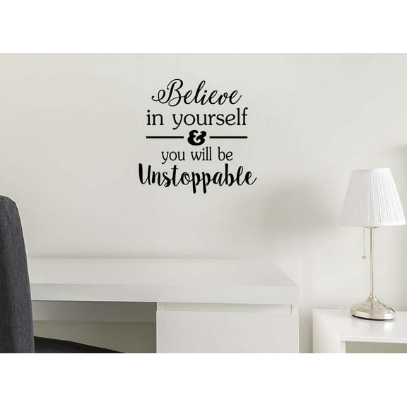 Believe in Yourself and You Will be Unstoppable 11 X 11 Vinyl Wall Art Quote Decal Sticker Sports Team Decor Motivational Inspirational Wall Decorative Lettering Curry Inspired