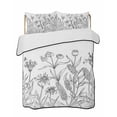 thumbnail image 2 of Grey Flowers Full Size Down Alternative Comforter, Lightweight Comforter Quilt Bedding Set with Pillow Shams Garden Botanical Leaf Watercolor White All Seasons Bed Comforter Duvet Insert 78"x90", 2 of 7