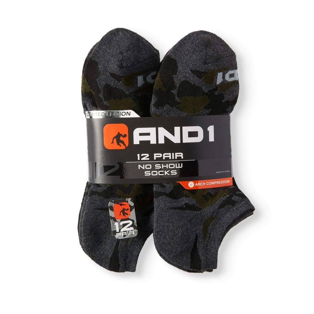 AND1 Men's Limited Edition No Show Socks 12Pack