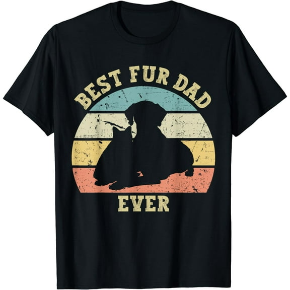 Mens Funny Best Fur Dad Ever Vintage Retro Dog Cat Owner T-Shirt