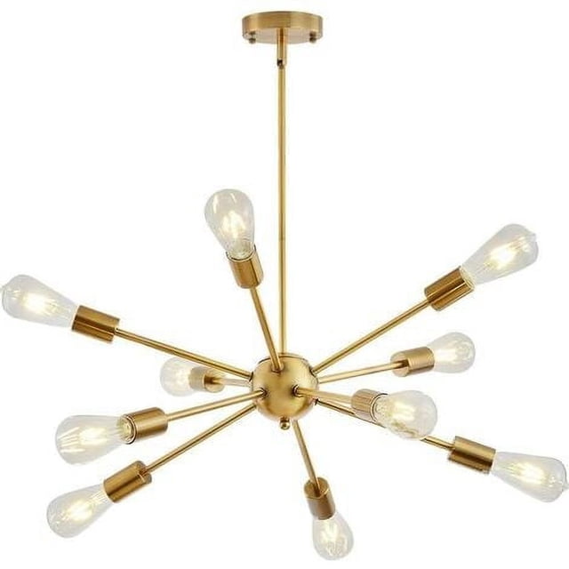 Lámpara colgante moderna, lámpara colgante de latón industrial vintage de 10 luces, altura ajustable, para dormitorio, sala de estar, cocina, loft, pasillo, comedor, bar RUIOIU