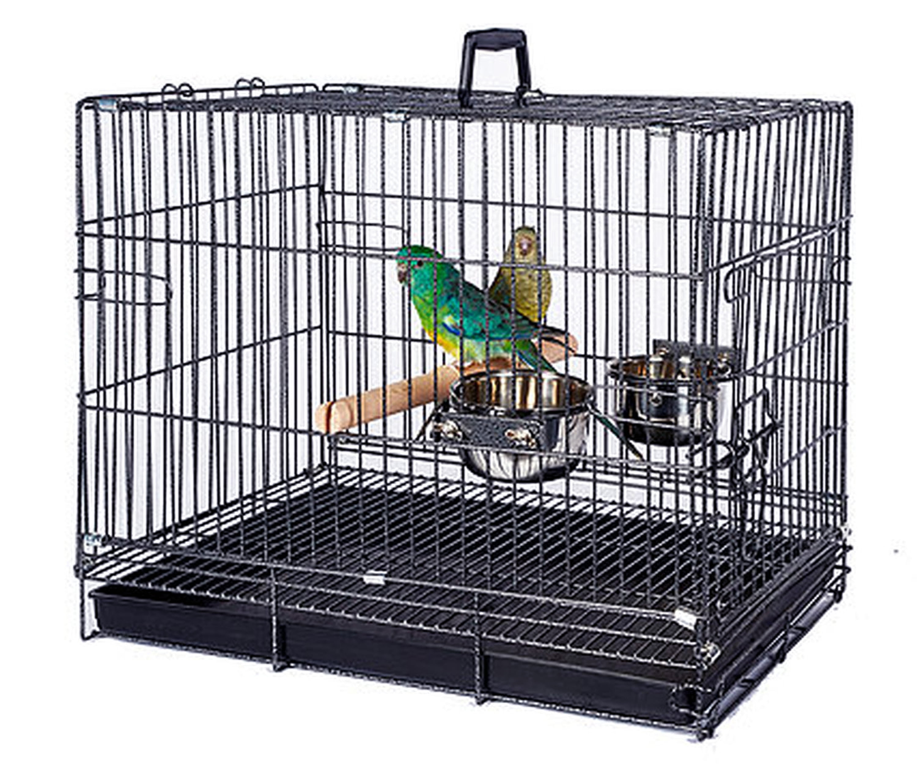 Stainless Steel Square Bird Cage Parrot Travel Carrier Perch 