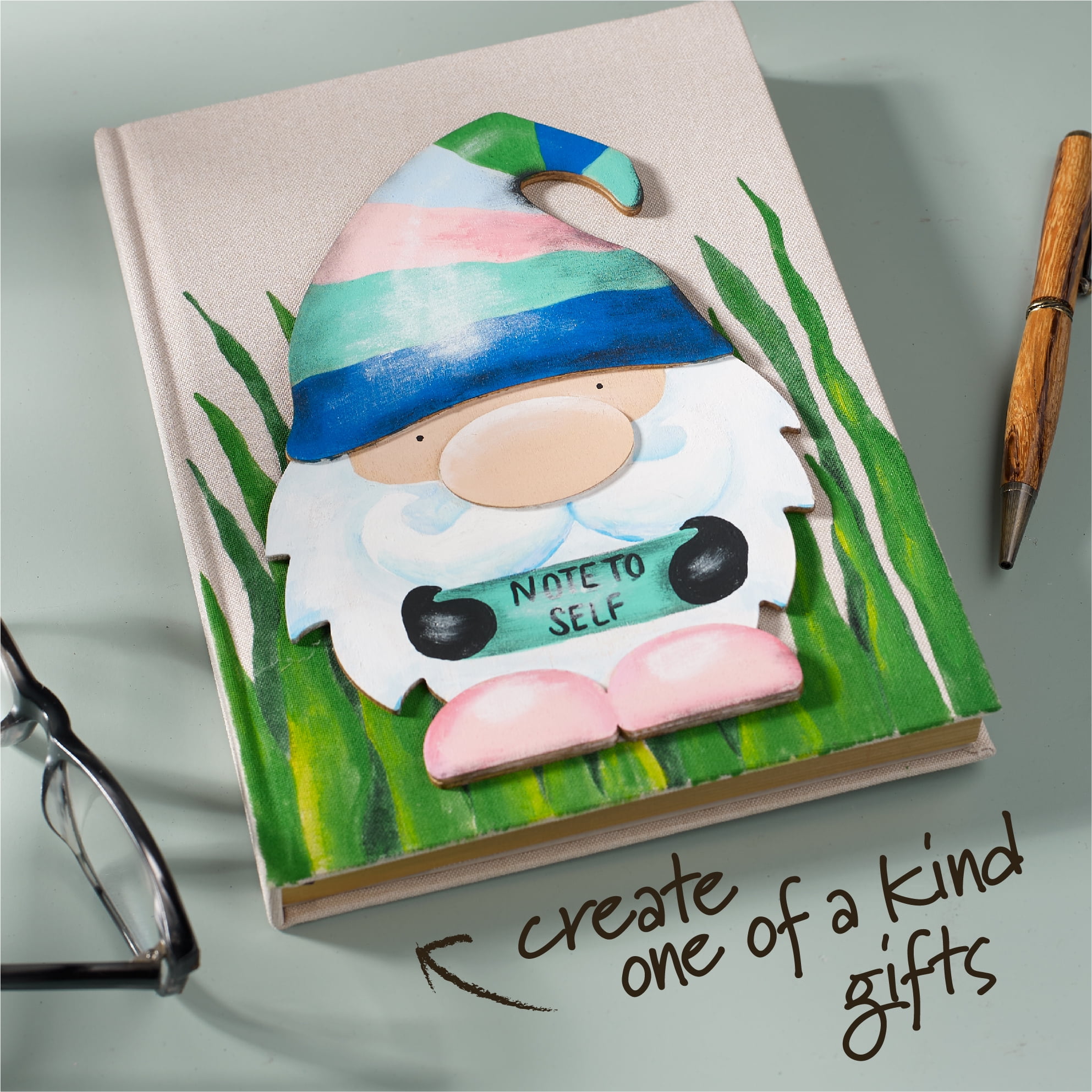 Plaid Surfaces Layered Wood Shape, Gnome