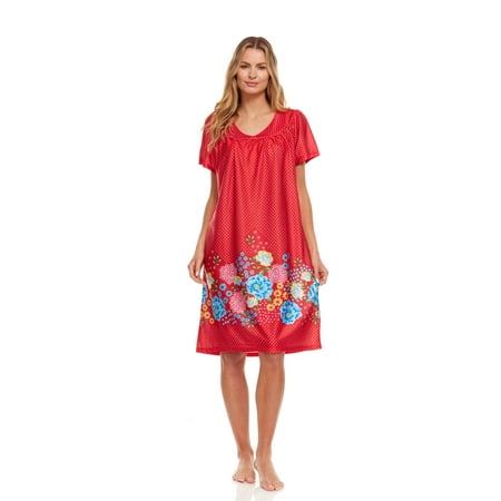 

9004 Women Nightgown Sleepwear Pajamas Woman Sleep Dress Nightshirt Red L