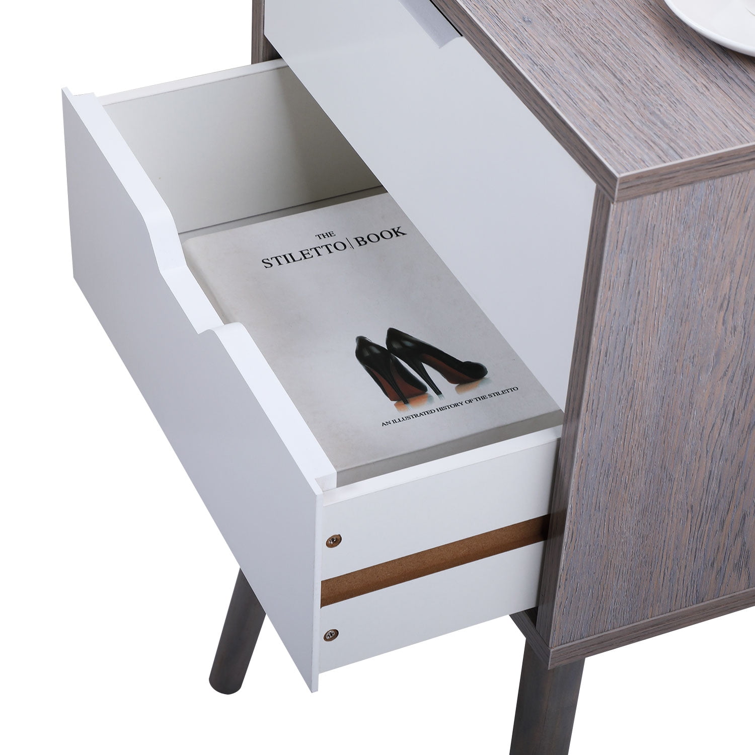 Kepooman Modern Nightstands with 2 Bin Drawer, Wooden Side End Table for Living Room Bedroom, Gray + White Kepooman Modern Nightstands with 2 Bin Drawer, Wooden Side End Table for Living Room Bedroom, Gray + White