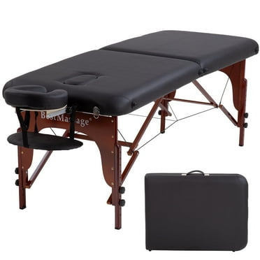 BestMassage Portable Massage Table, SPA Bed 2-Fold Massage PU SPA Bed,Black