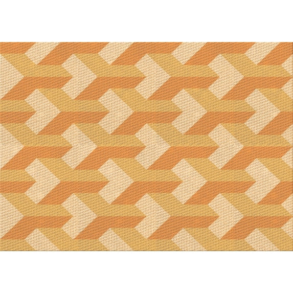 Ahgly Company Machine Washable Indoor Rectangle Transitional Neon Orange Area Rugs, 2' x 5'