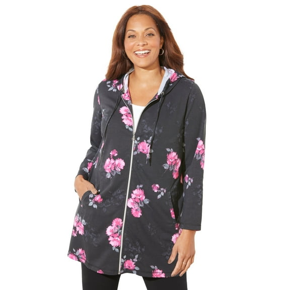 Catherines Women's Plus Size Cloud Knit French Terry Zip-Front Hoodie
