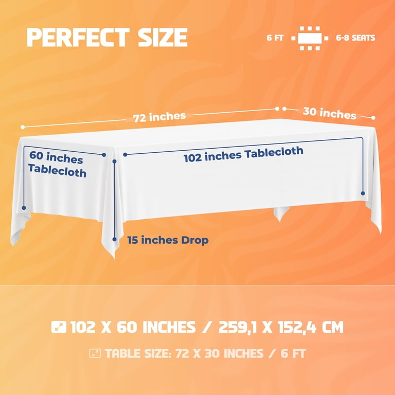 WEALUXE White Rectangular Tablecloths, 2 Pack, 60x102 In photo 2