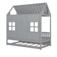thumbnail image 5 of Harper & Bright Designs House Bed with Trundle Twin House Bed for, Wooden Platform Bed Frame with Headboard and Roof for Girls Boys, Gray, 5 of 12