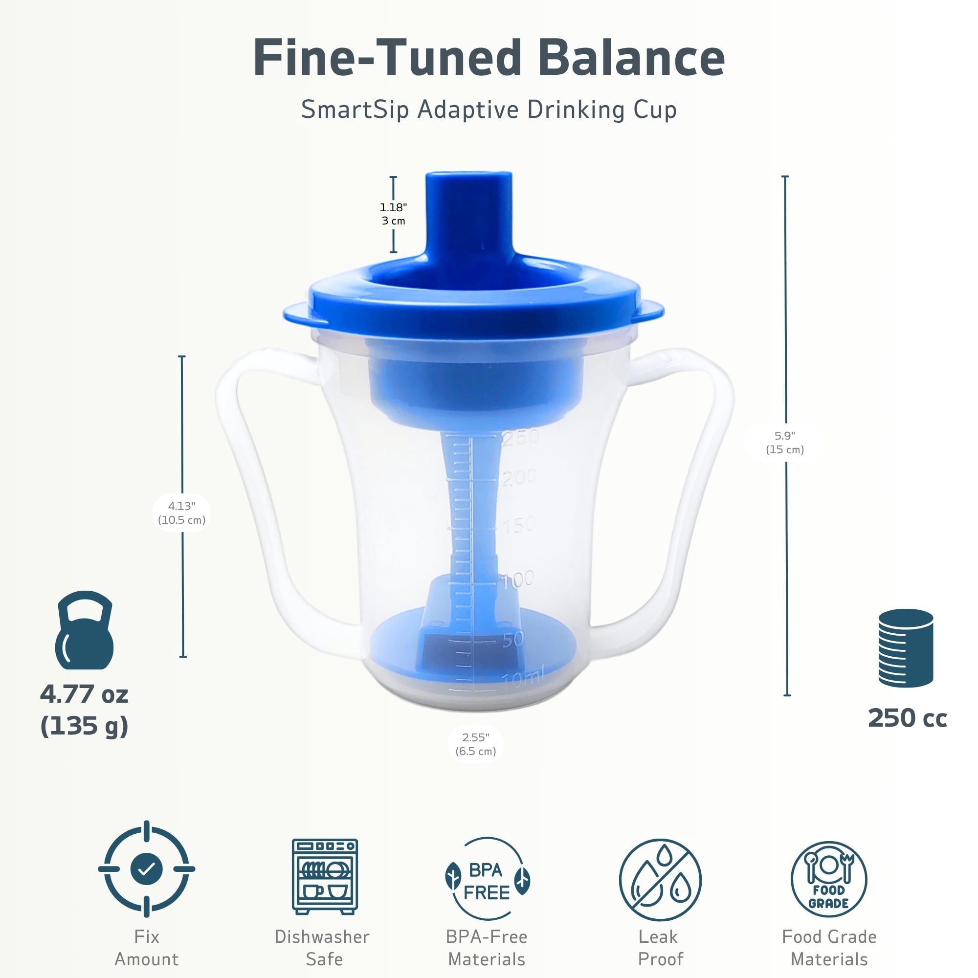 Dysphagia Cups for Adults - Medical Grade 5cc/10cc Regulating Cup with Dual-Position Design - Safe Drinking While Sitting or Lying - Professional Dysphagia Cup for Stroke, Limited Mobility