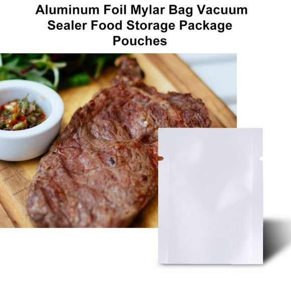 100pcs Aluminum Foil Mylar Bag Vacuum Sealer Food Storage Package Pouches Boil-able Freezable and Reusable High Reflection