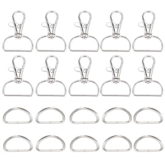60Pcs Swivel Snap Hooks And D Rings For Lanyard And Sewing Projects (1 inch Inside Width)