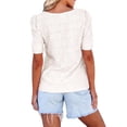thumbnail image 3 of Blusas Casuales de Verano para Mujer, con Bordados Calados, de Corta, Color Beige, Talla M, 3 of 10