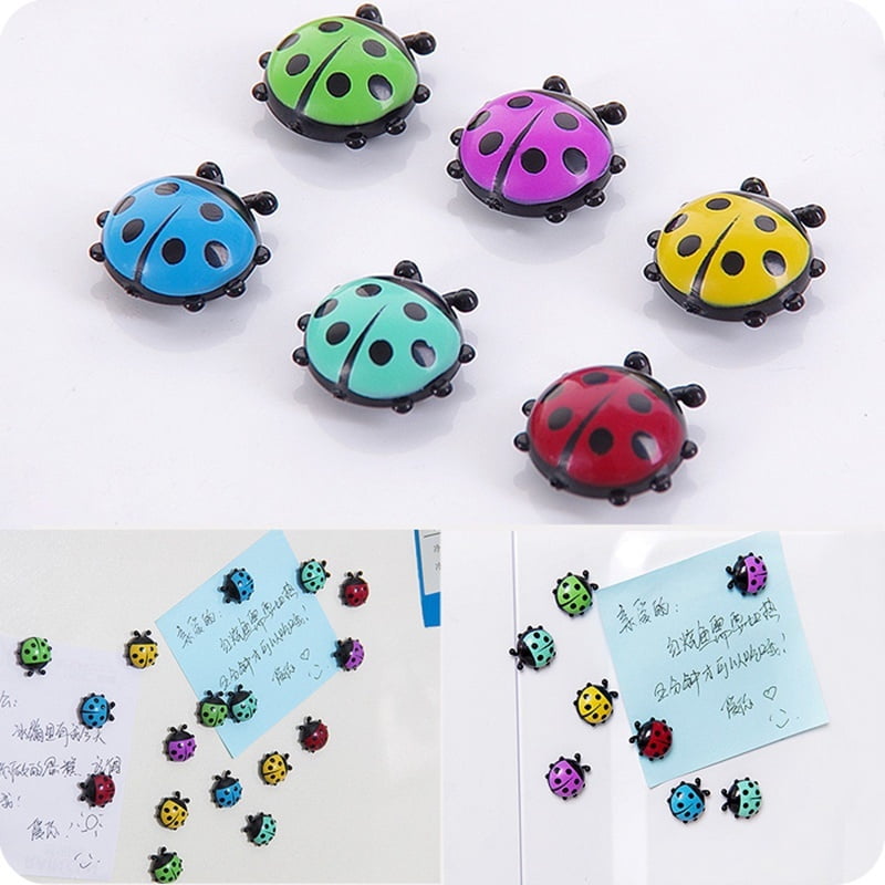 100 Pcs Mini Wooden 3D Ladybird Ladybug Wall Fridge Stickers Home Decor Kids Toy 
