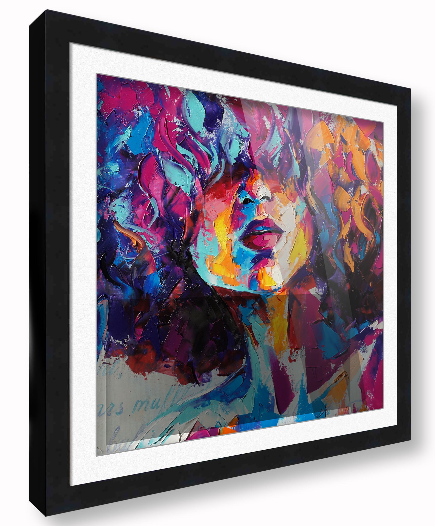 30x30 Frame Black With White Picture Mat For 30x30 Print - Or 34x34 Art Without the Photo Mat -