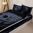thumbnail image 3 of Homewish Retro Skeleton Skull Zipper Twin Comforter Sets with Fitted Sheet and 2 Pillowcases for Teens, Slate Blue Baroque Floral Zipper Bedding Set, Black Reversible, 4 Pieces, 3 of 6