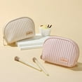thumbnail image 3 of Simple Outdoor Toiletry Bag Cream Color Zipper Wash Pouch Female Travel Bath Storage Storage Bag Makeup Case PU Cosmetic Bag PINK, 3 of 8